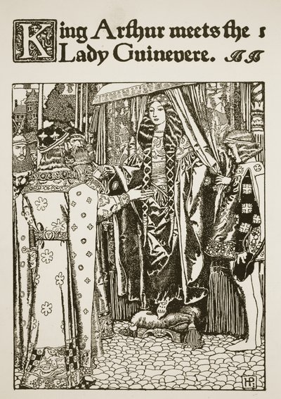 King Arthur meets the Lady Guinevere, illustration from 